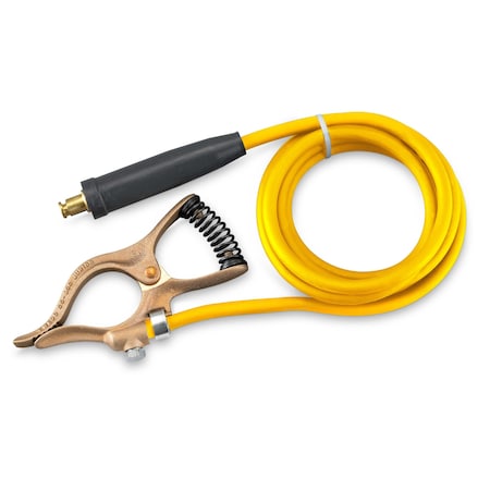 Trystar Premium Welding Cable 2/0 Yellow 5 FT Black Male 2MPC / 300A Pipe-Style Copper Ground Clamp TSWC20YW5-BKM-CGC3